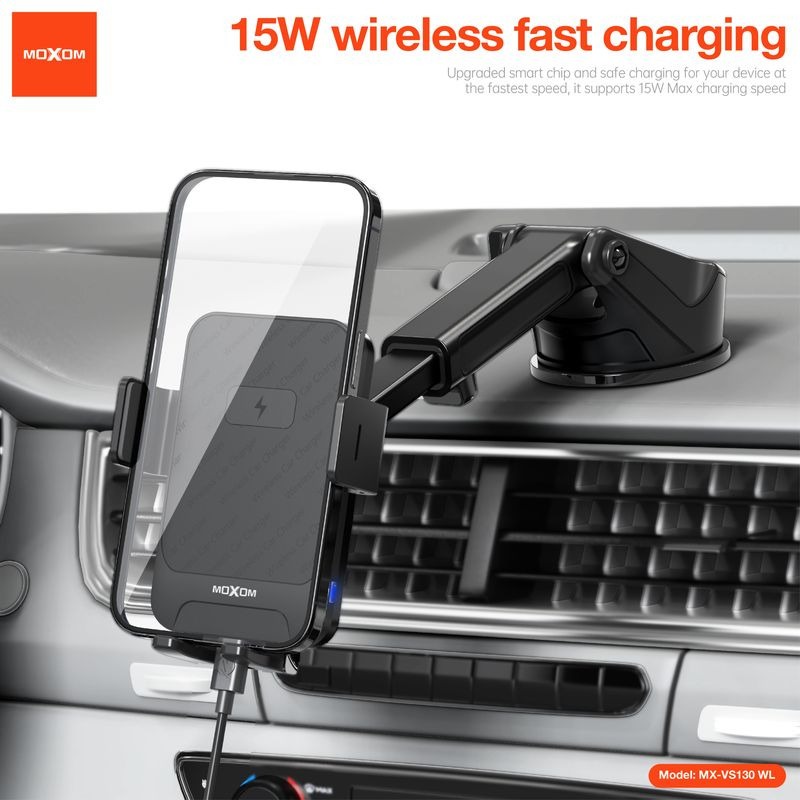 MOXOM MX-VS130 WL 15W WIRELESS CHARGING DASHOBOARD WINDSCREEN ที่วางโทรศัพท์ในรถยนต์