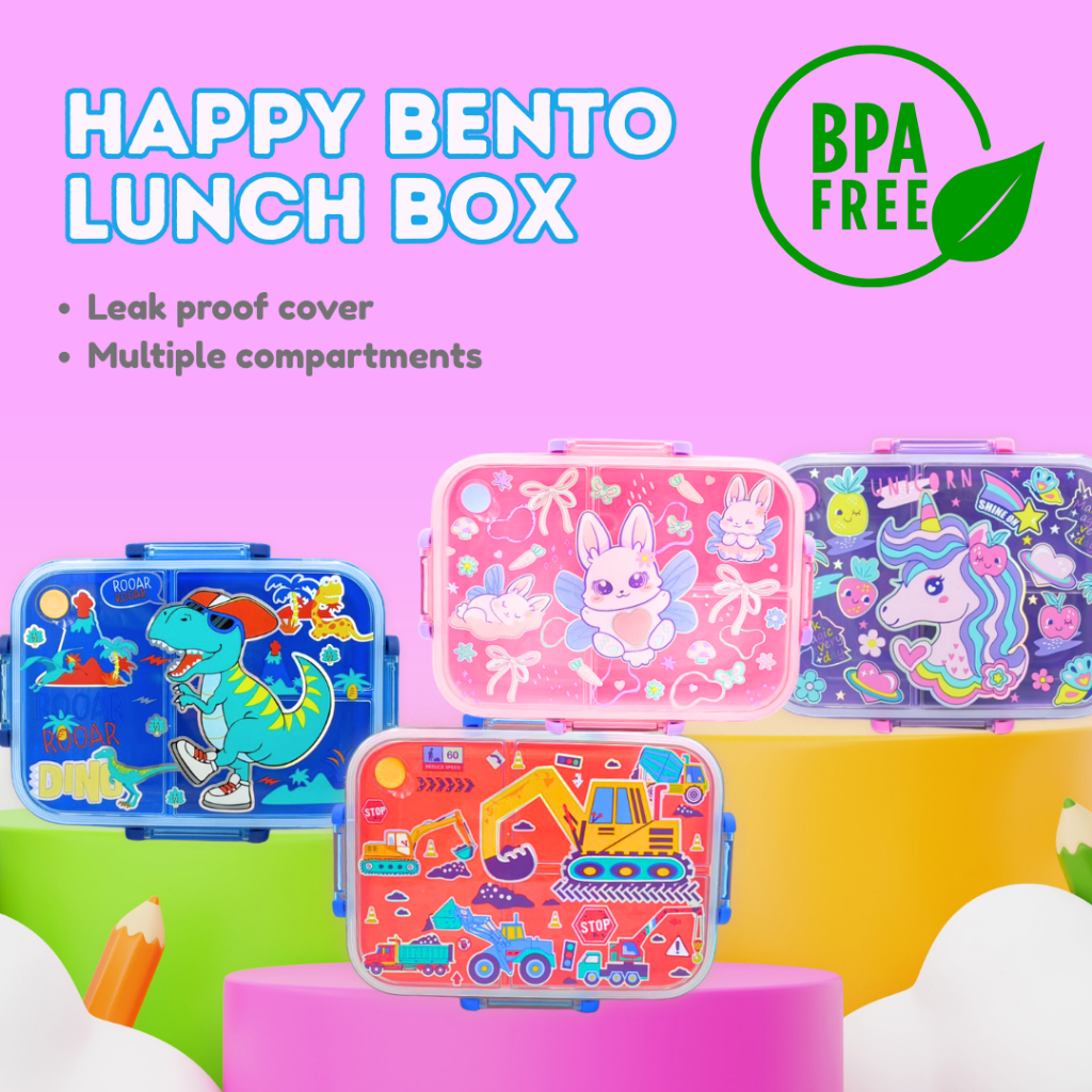 Lottie & Bo Lunch Happy Bento กล่องอาหารกลางวัน กล่องอาหารสําหรับเด็ก BPA ฟรีสําหรับเด็ก