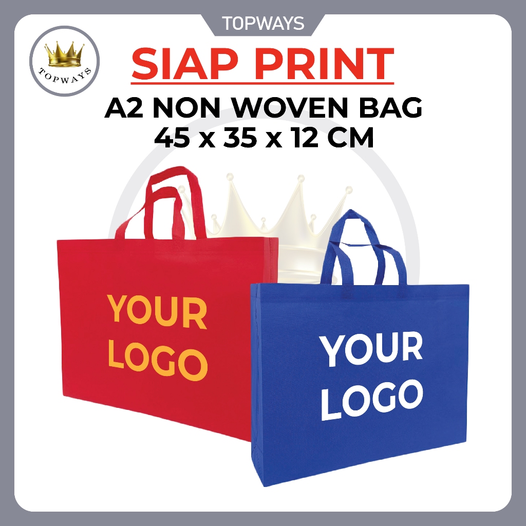 Siap Print /A2 Nonทอกระเป๋าA2/Shopping Bag/เป็นมิตรกับสิ่งแวดล้อม/Reusable/Tote Bagโลโก้ที่กําหนดเอง