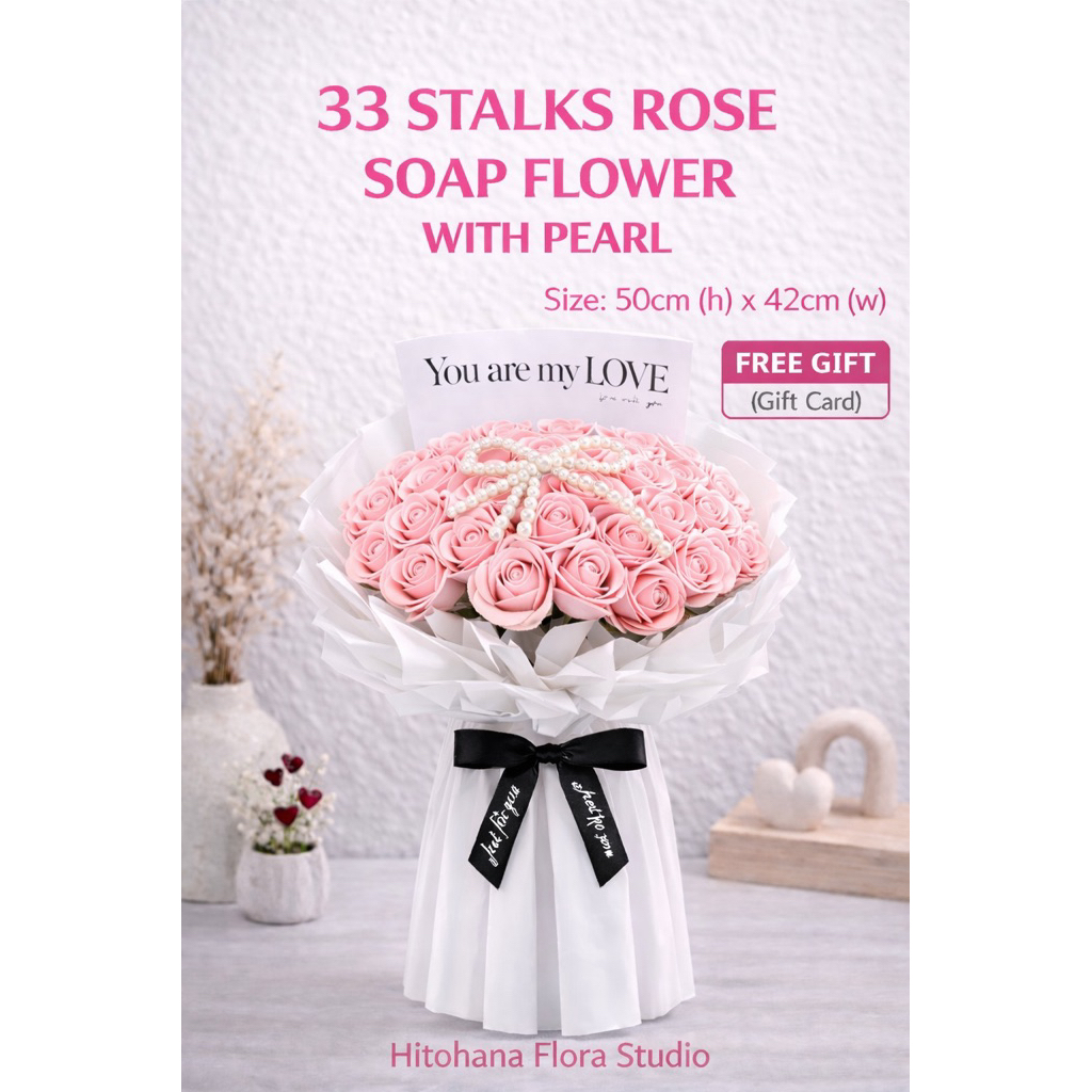 สบู่ช่อดอกไม้ 33 Stalks Graduation Birthday Valentine Anniversary Bouquet ลมหายใจของทารก