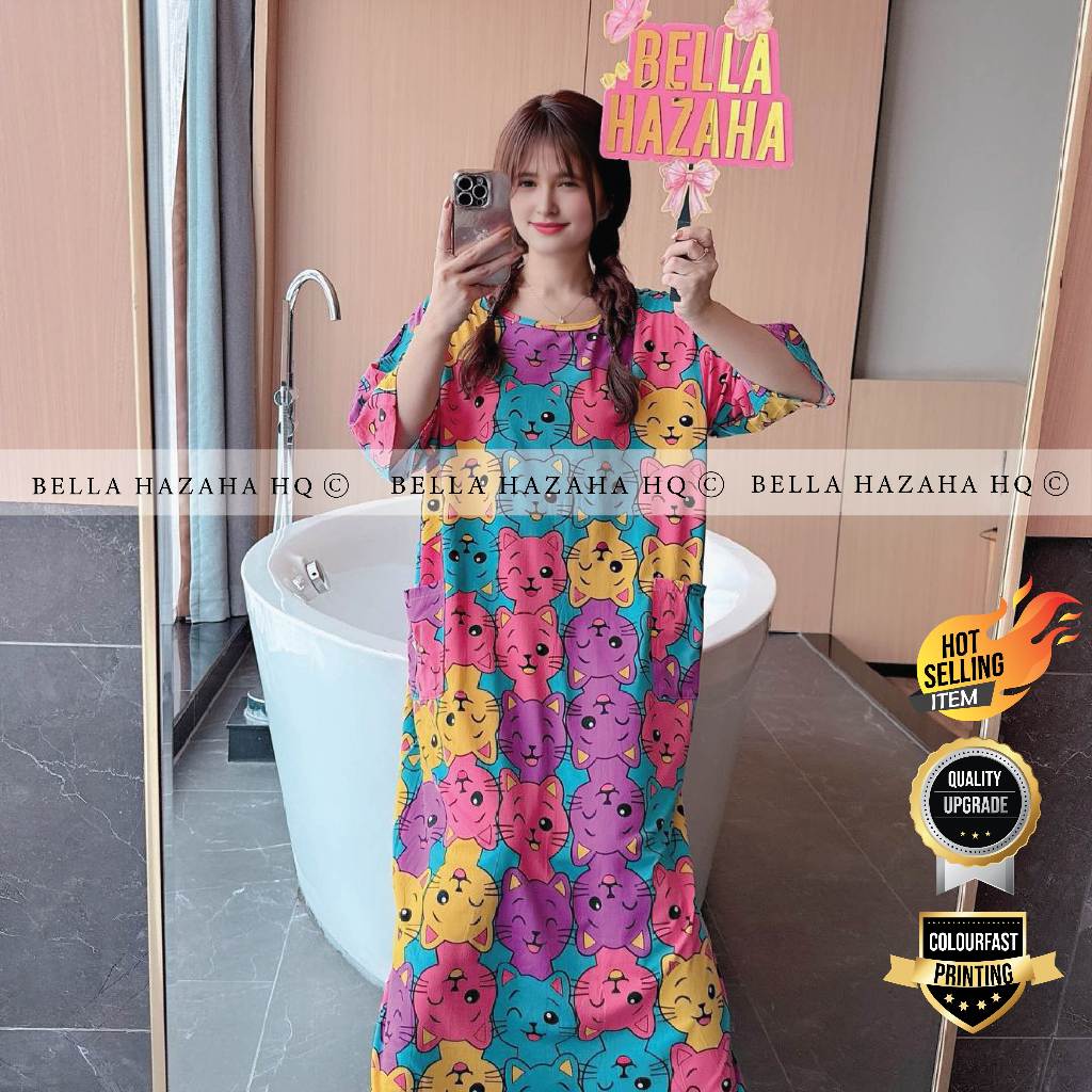(BELLA HAZAHA) 3-SLEEVED KAFTAN DRESS, UPGRADE QUALITY, NIGHTWEAR
