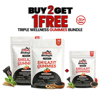 Hillside Shilajit Premium Gummies 60s Vegan BUY 2 FREE 1 | Strawberry + Ashwagandha Perisa Strawberi