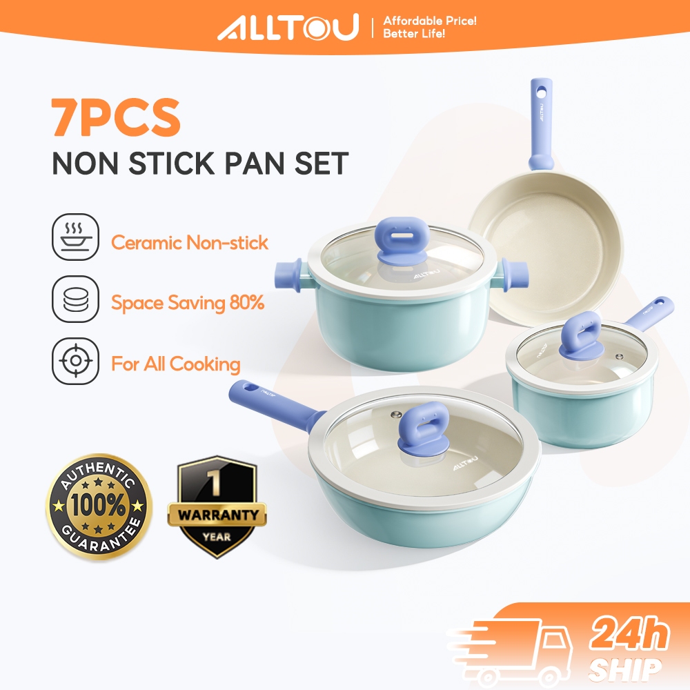 ALLTOU 7 In 1 ชุดกระทะนอนสติ๊กพร้อมฝาปิด