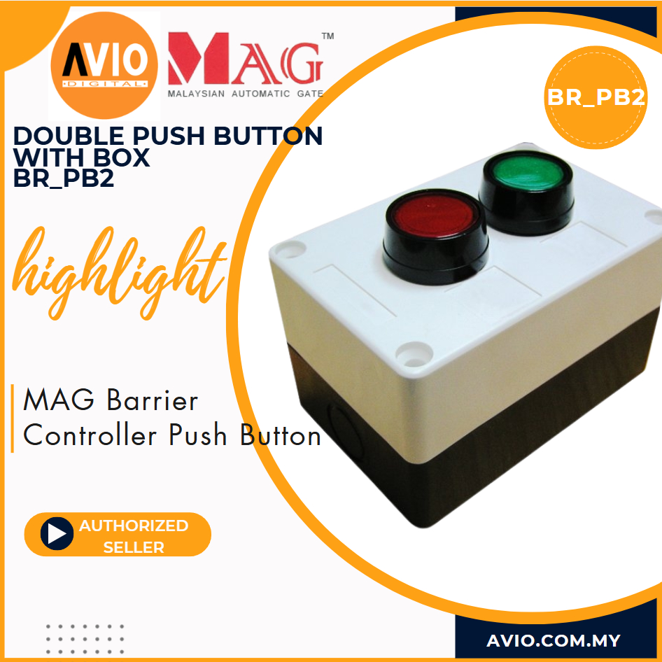 MAG ปุ่มกดคู่พร้อมกล่องสําหรับ Barrier Gate Roller Shutter Lift Start สีเขียวและหยุดสีแดง BR_PB2