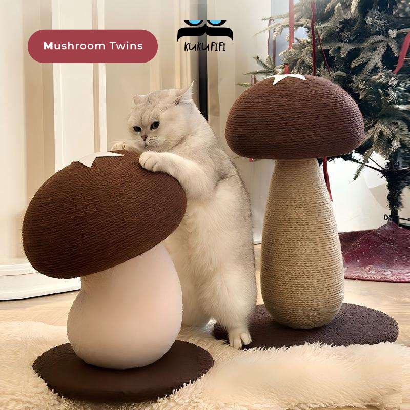 รังแมว Twins Scratching Post Cat Tree, Cat Scratching Post Full Sisal Wrap Cat Tower เห็ดน่ารัก