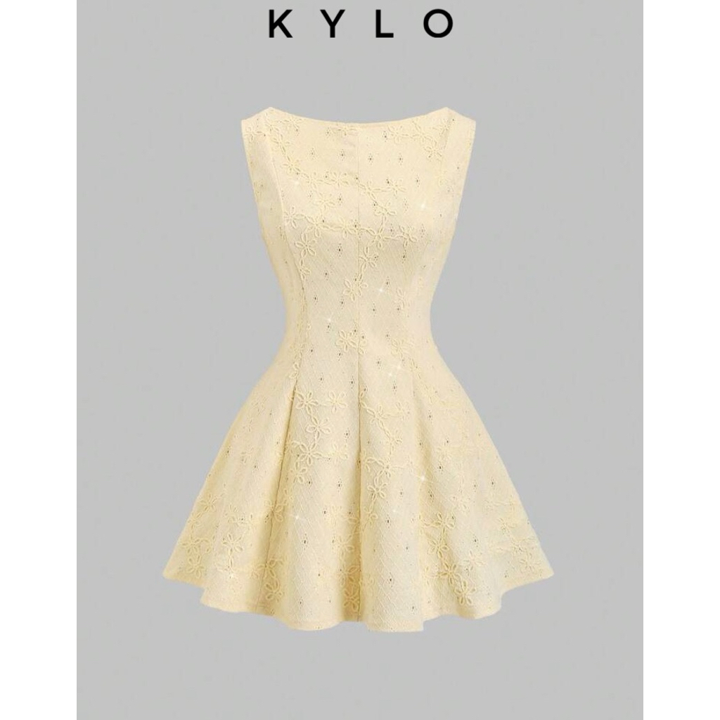 KYLO ตุ๊กตา Core ลูกปัดผ้า Jacquard แฟชั่นหรูหราเปลือยคอเรือมินิเดรส ️PLS DM ผู้ขาย BFORE PAYMENT ️