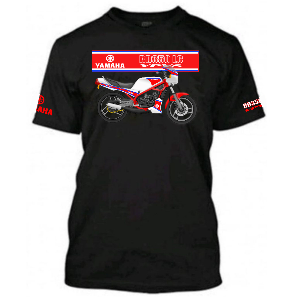 Baju RD350 YPVS Rider แขนสั้น 100% Cotton สีดําลําลอง