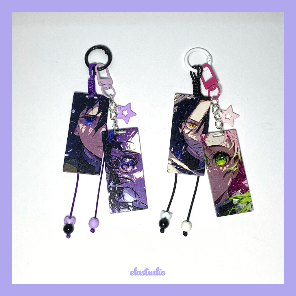 Demon Slayer นูนจี้อะคริลิค Charm กระเป๋าพวงกุญแจ Shinobu Giyu Obanai Mitsuri อะนิเมะ Handmade