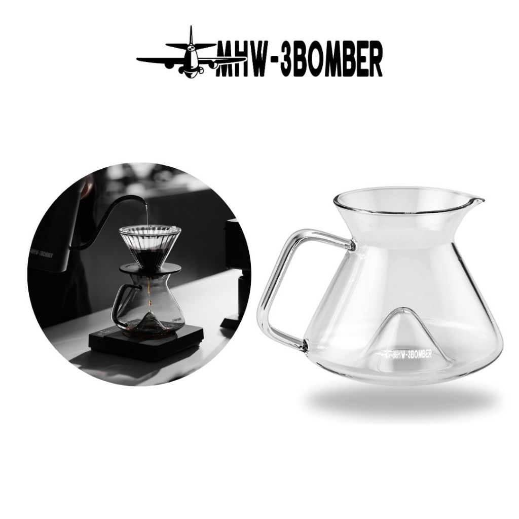 MHW-3BOMBER Hill Coffee Server – Borosilicate Glass Pour Over Server 360ml/600ml ทนความร้อน แม่นยําเ