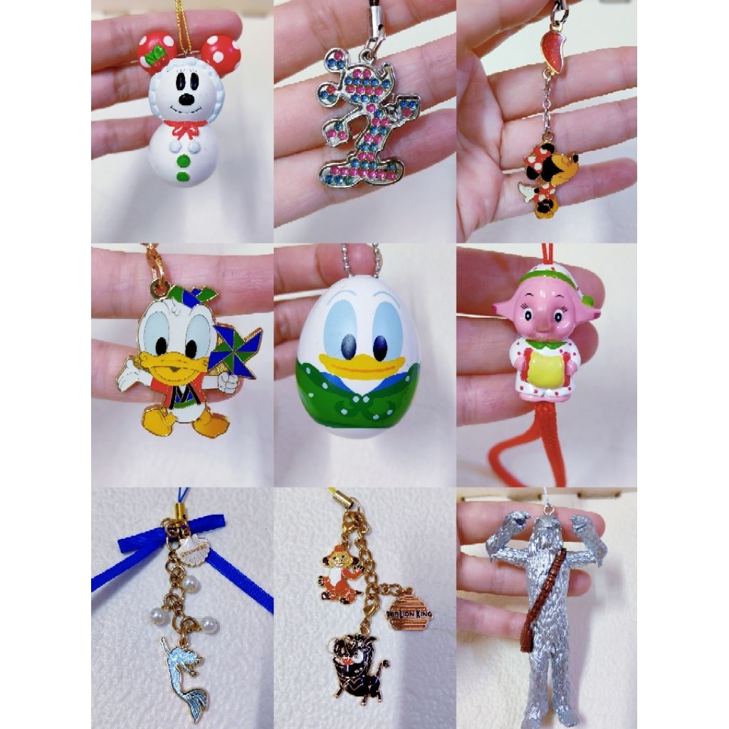 Preloved พวงกุญแจ KC5 มิกกี้เมาส์ Donald Duck Lion King Timon Pumbaa Little Mermaid Satoko Elephant 
