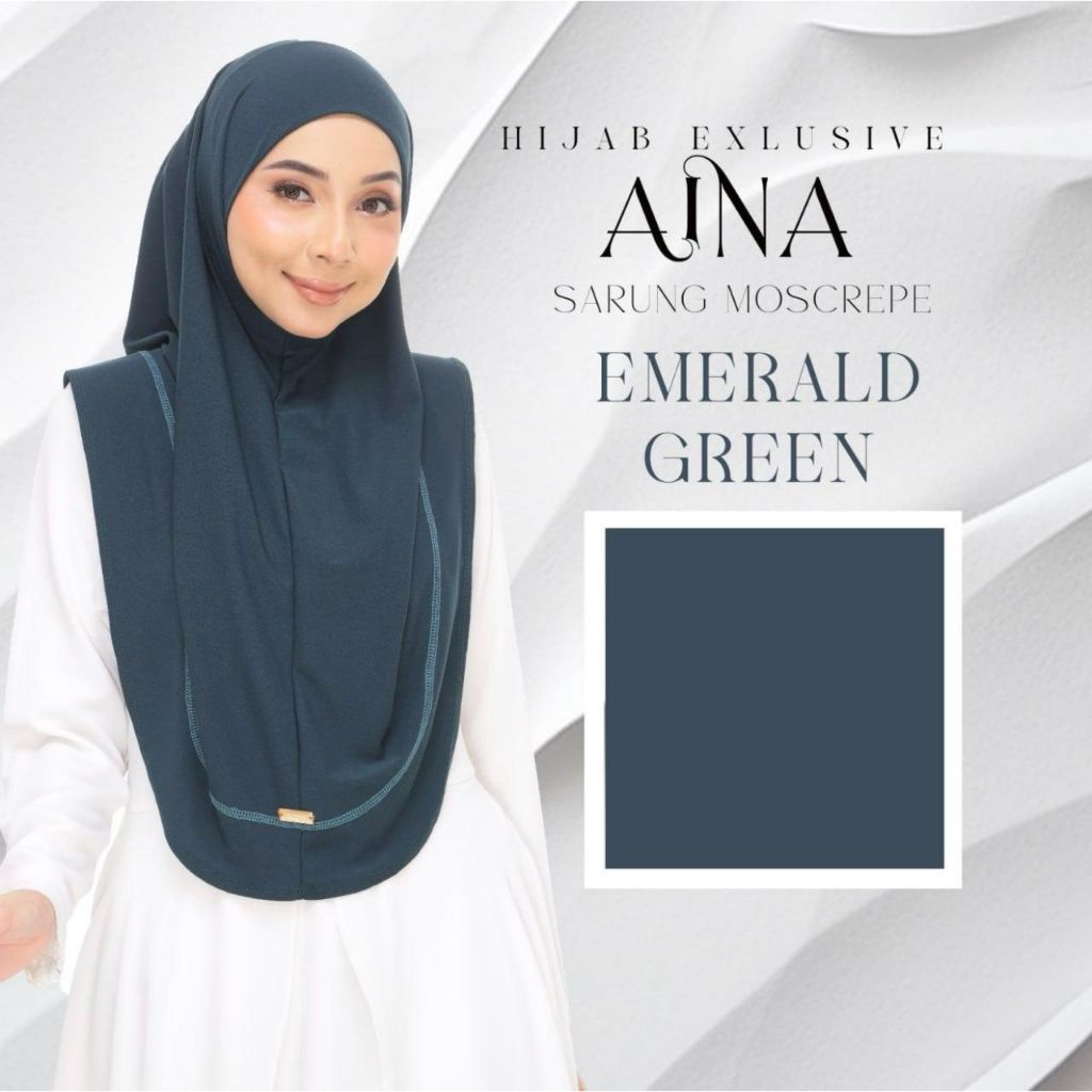 Tudung พิเศษ AINA Sarung Siap AINA Kain Moscrepe เกาหลีกันสาด Lazy Lipat Instant Hijab Double Flattl