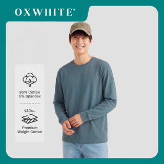 Oxwhite Men Premium Cotton Long Sleeve Crew Neck Tee