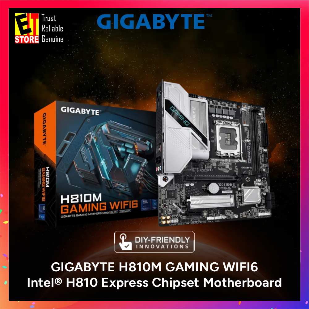 เมนบอร์ด Gigabyte H810M GAMING WIFI6 (Intel H810 Express Chipset/LGA1851 ซ็อกเก็ต/HDMI/DP)