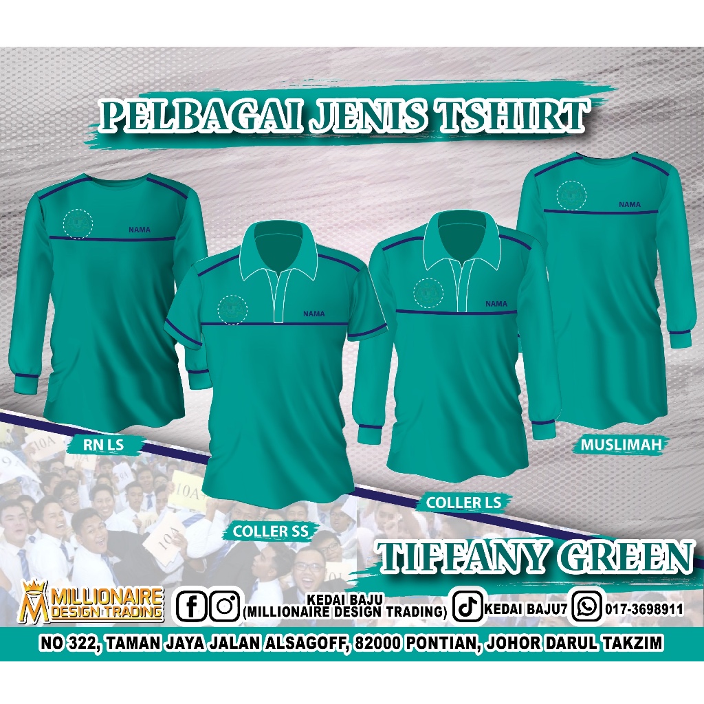 เสื้อยืด KPM Baju KPM TIFFANY BLUE TIFFANY GREEN MUSLIMAH COLLER KPM ชุดทํางาน MIKROFIBER XS-8XL