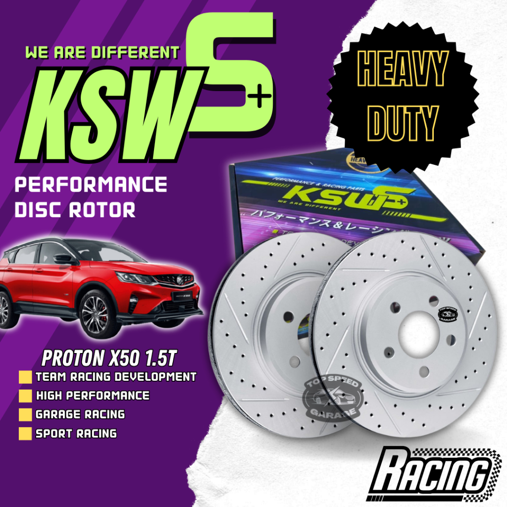 KSW S+ Performance Disc Rotor X50 1.5T Proton Slotted Drilled 1 ชุด 2 ชิ้น