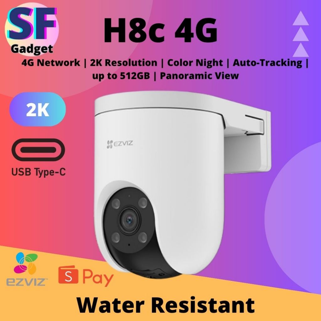 เครือข่าย EZVIZ H8c (เครือข่าย 4G | ความละเอียด 2K | คัลเลอร์ไนท์ | การติดตามอัตโนมัติ | สูงสุด 512G