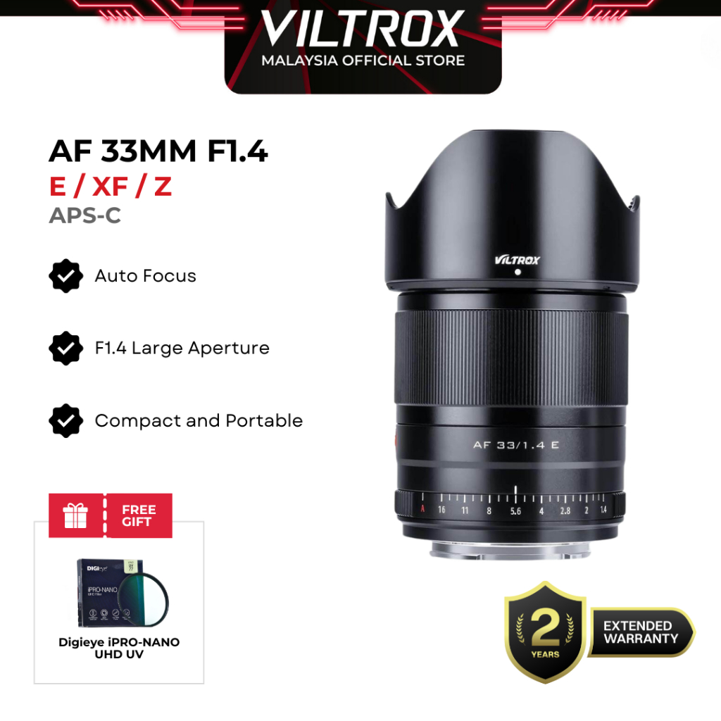 VILTROX AF 33 มม.F1.4 E/Z/XF APS-C เลนส์โฟกัสอัตโนมัติสําหรับ SONY E-Mount FUJI NIKON Z-Mount กล้อง