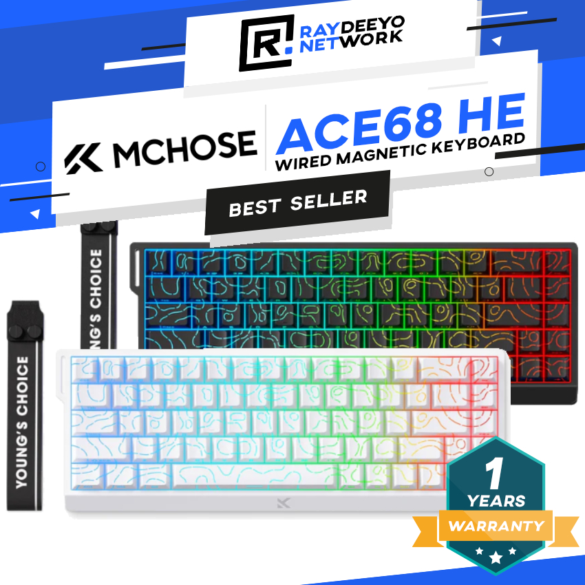 MCHOSE Ace 68 Wired Hall Effect Magnetic Switch คีย์บอร์ดเกม 8K Polling Hot-Swappable