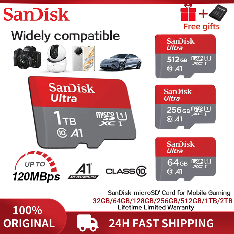 การ์ด TF Ultra A1 MicroSDHC และ MicroSDXC มีจําหน่ายใน 32G,64G,128GB, 256GB, 512GB, 1TB ขยายหน่วยควา