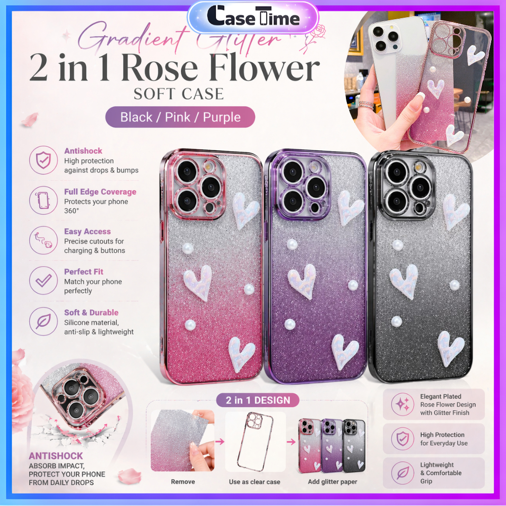 Realme 5 5i 5s 6i 14x C3 C12 C15 C35 C51 C53 C55 C63 C65 C67 C75 C75x fon glitter pearl love gradien