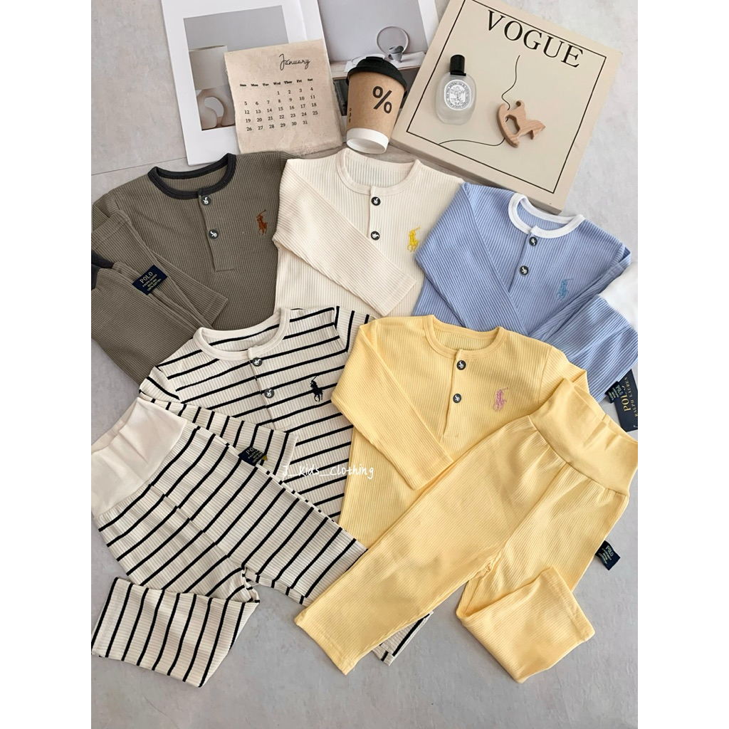 J636ready ชุดนอนเด็กแขนยาว 约前开扣高护肚家居服