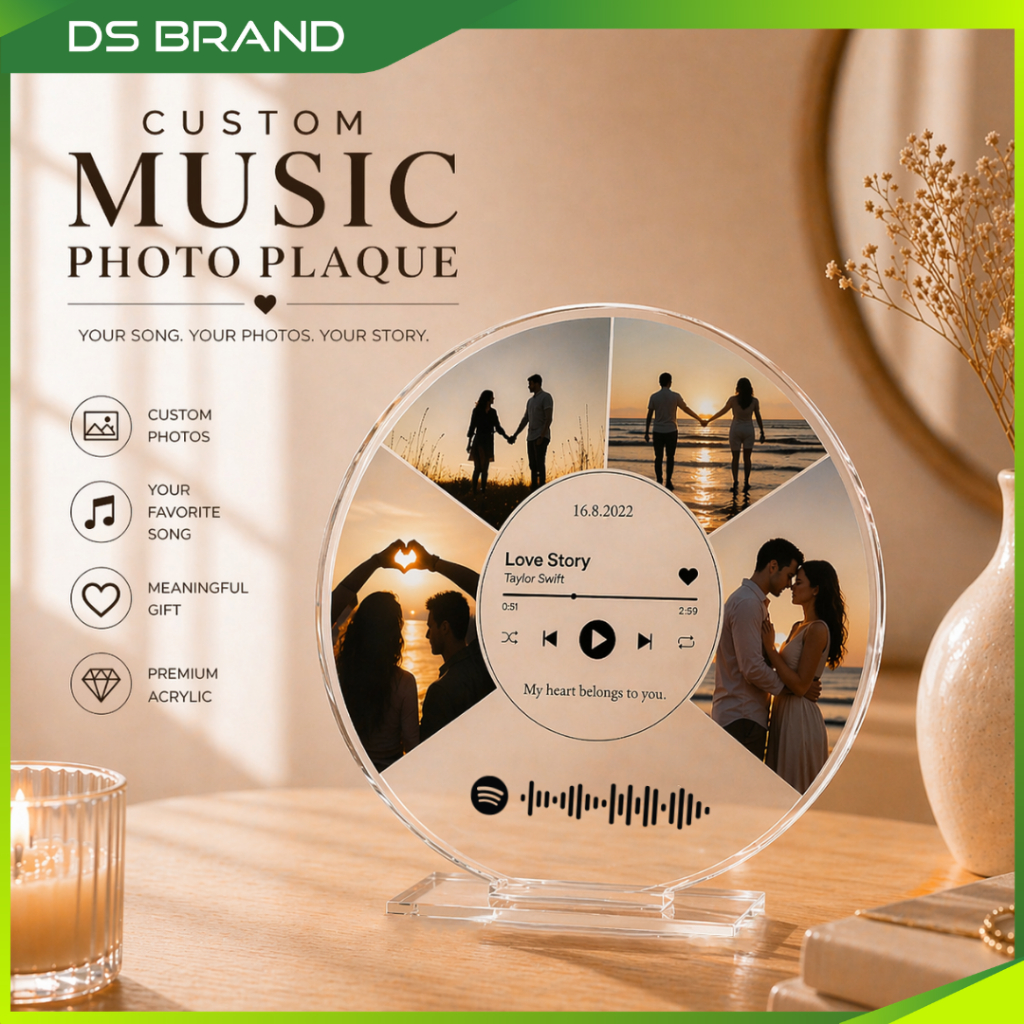 ส่วนบุคคล Spotify Music Code Plaque, Custom Acrylic Song Plaque สําหรับคู่, ครบรอบ, วันเกิด
