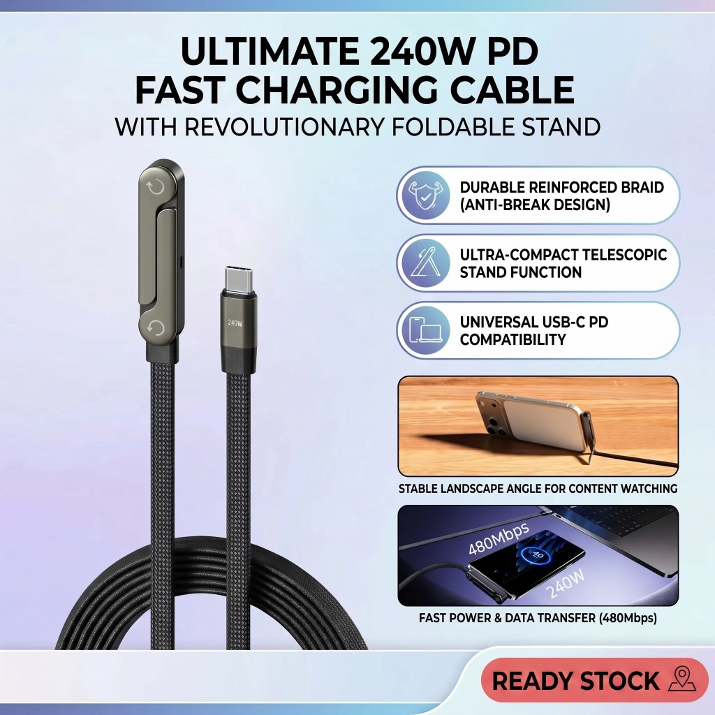 240W USB C ถึง C Cable Gaming Stand 1.5M Braided Data Kebel สําหรับแล็ปท็อปแท็บเล็ตโทรศัพท์
