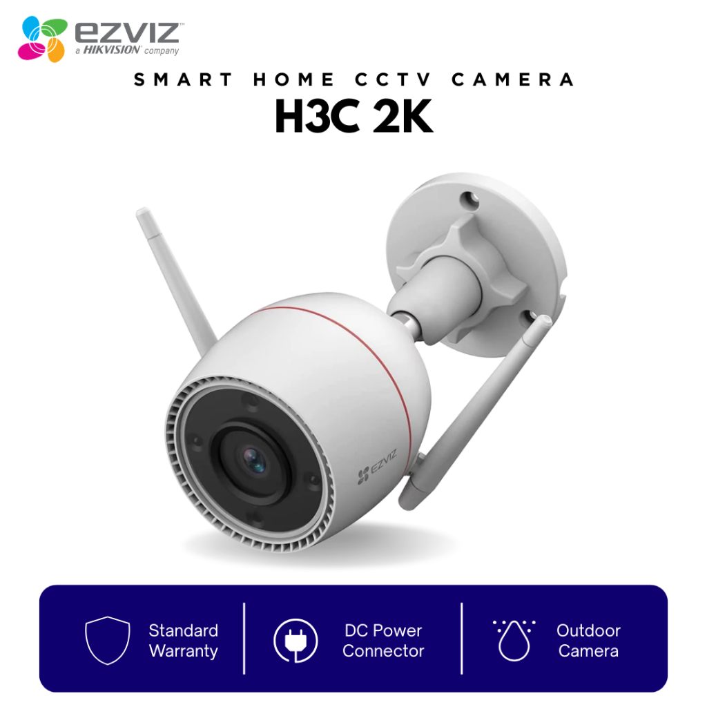 HIKVISION EZVIZ กล้องวงจรปิด H3C สมาร์ทไร้สาย WiFi กล้องกลางแจ้ง 2K 3MP AI-Human Color Night Vision 