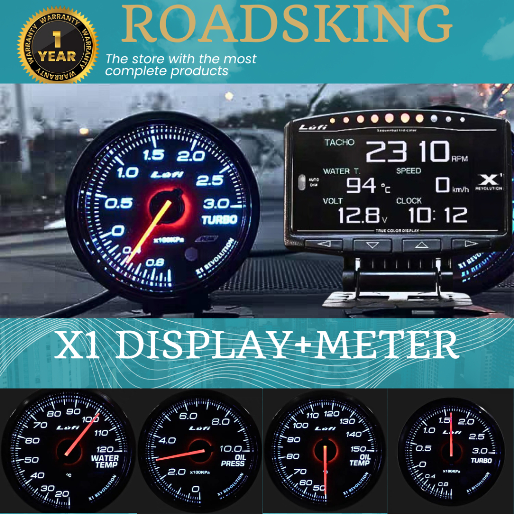 LUFI X1 OBD2 OBD SMART METER GAUGE VOLT RPM VACUUM เพิ่มน้ํา TEMP น้ํามันกด LINK BOARD SPORT