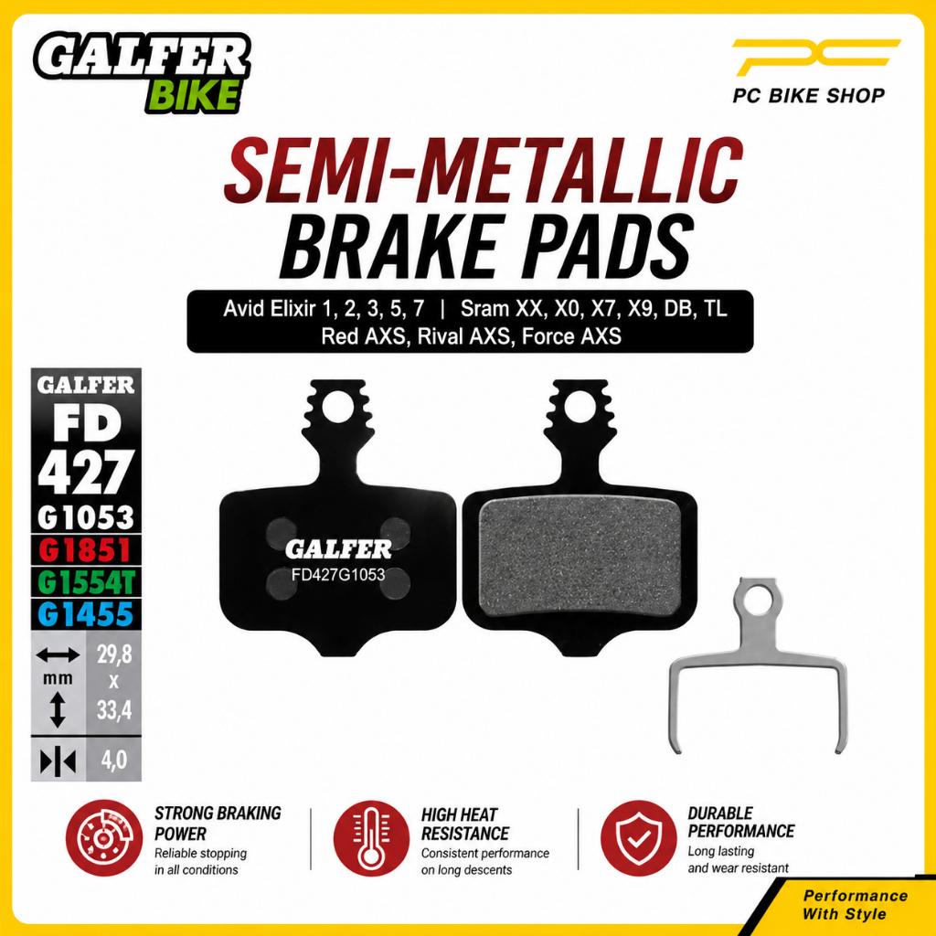 Galfer Semi-metallic Avid Elixir 1 2 3 5 7 / Sram XX. X0. X7. X9. DB, TL, Red AXS, Rival AXS, ผ้าเบร