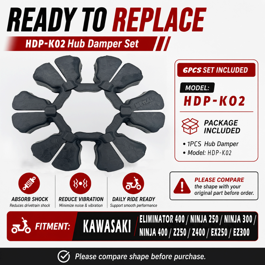 HUB DAMPER KAWASAKI NINJA 250 300 400 Z250 Z400 EX250|ยางเบาะหลัง HDP-K02|ชุด 6 ชิ้น
