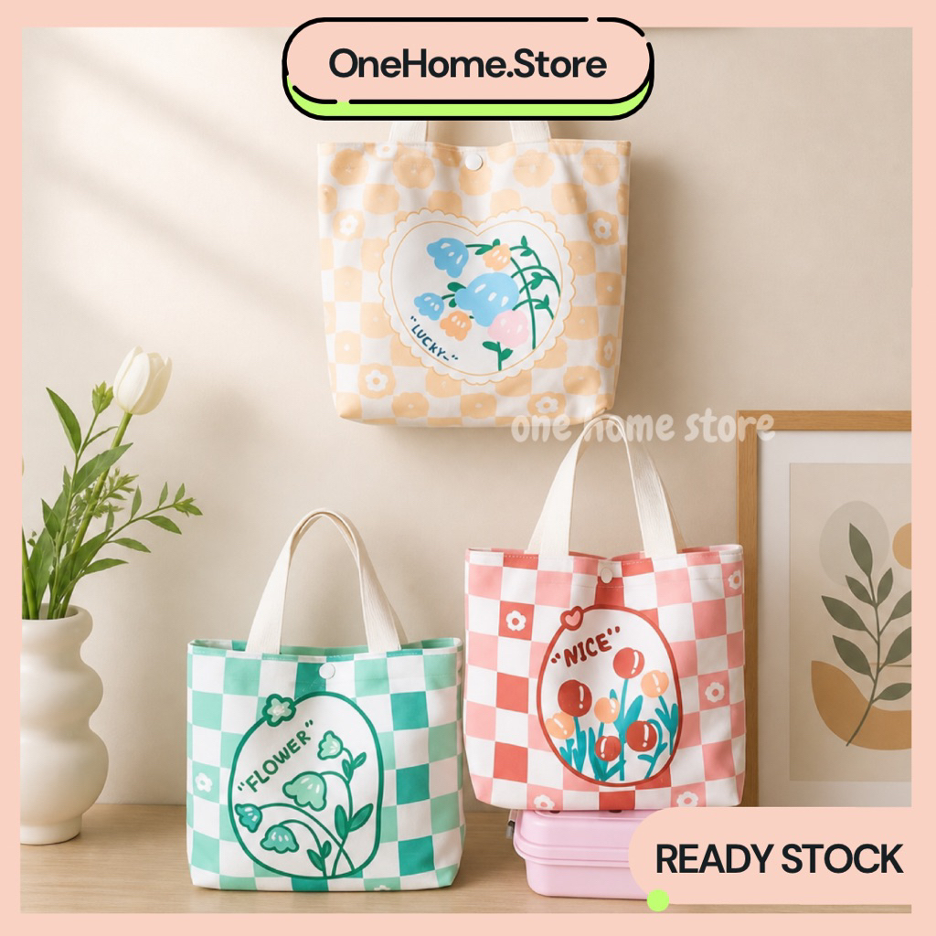 ️Flower Tote Bag Teacher Day Door Floral Canvas Bag Mother Day 师节 母亲节