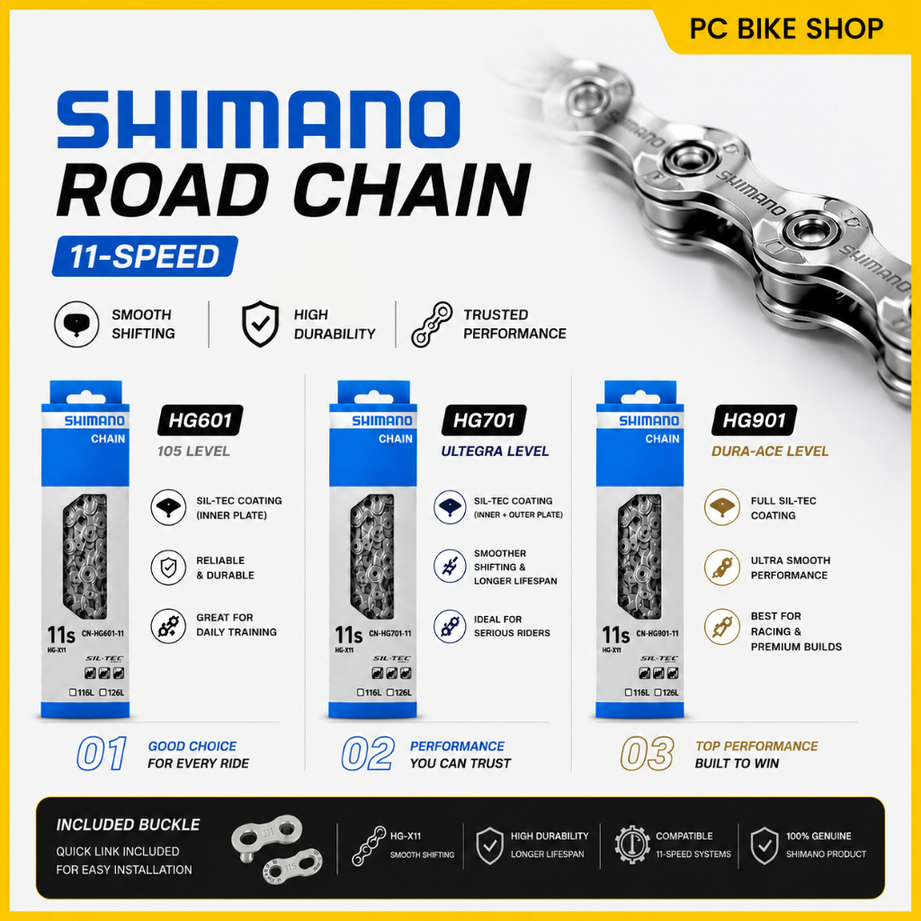 Shimano 11 Speed Chain HG601 HG701 HG901 พร้อม Quick Link 105 Ultegra Duraace จักรยานจักรยาน Basikal