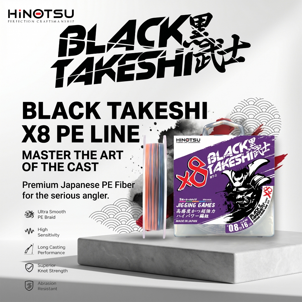 HINOTSU - BLACK TAKESHI BT-2 JIGGING PE LINE 300M BRAIDED LINE