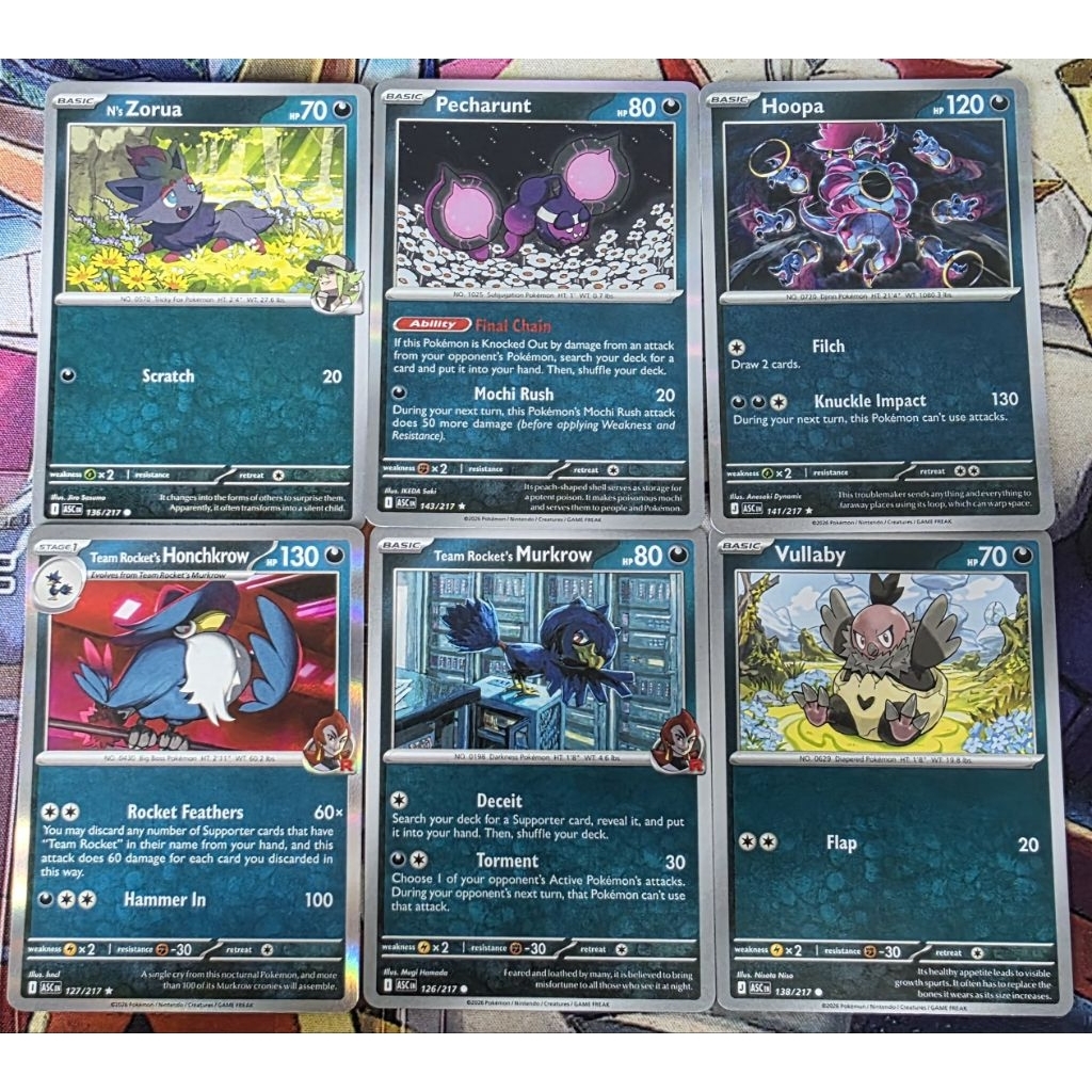 PTCG Pokemon Ascended Heroes Zorua / Pecharunt / Hoopa / Honchkrow / Murkrow