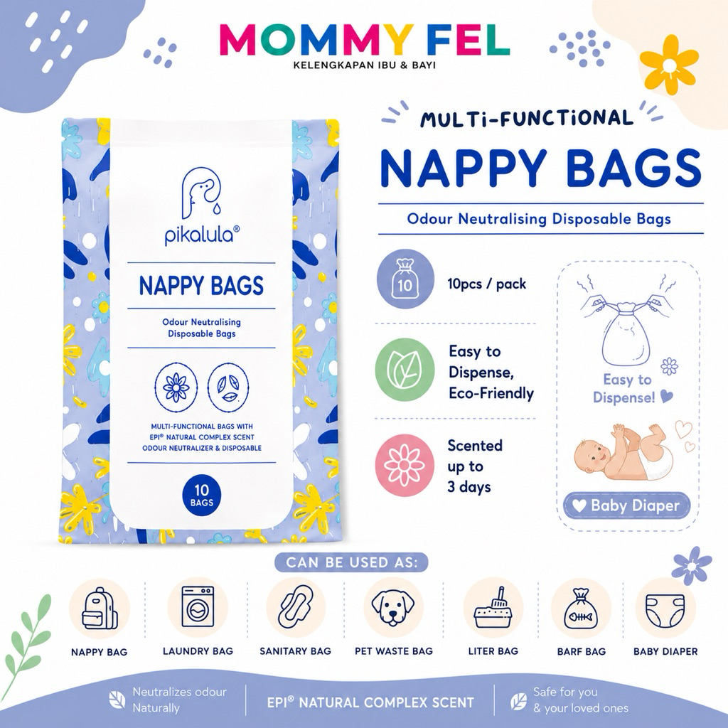 PIKALULA FRAGRANT TASH BAG สําหรับทารก LAMPIN NAPPY BAGS ODOUR NEUTRALING BAG BIODEGRADABLE DIAPER