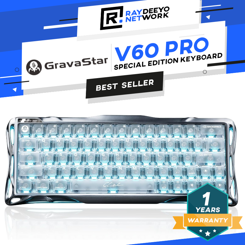 GravaStar Mercury V60 Pro Silver Frost HE คีย์บอร์ดเกม 8K Polling