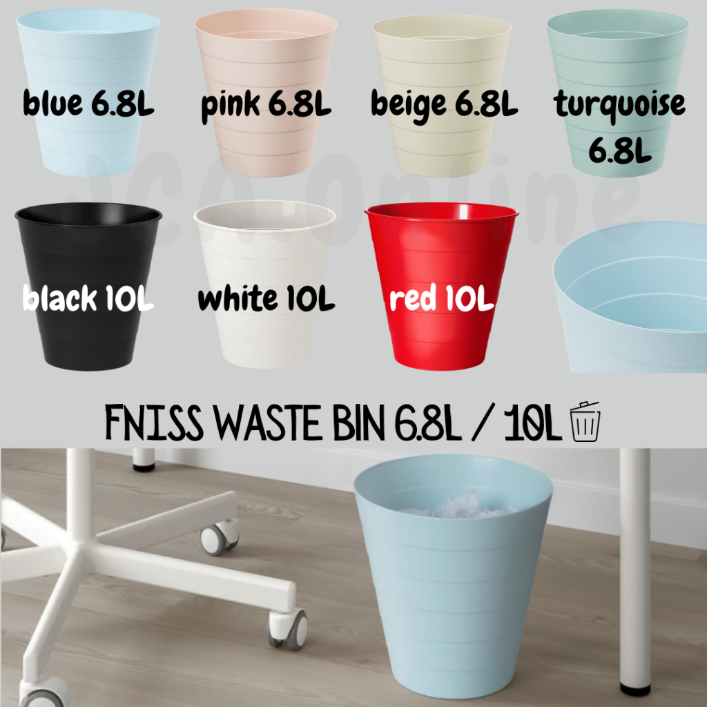 IKEA พลาสติก WASTE BIN FNISS WASTE BIN สี 10L 9L 6.8L RUBBISH BIN DUSTBIN TONG SAMPAH GARBAGE BIN BA