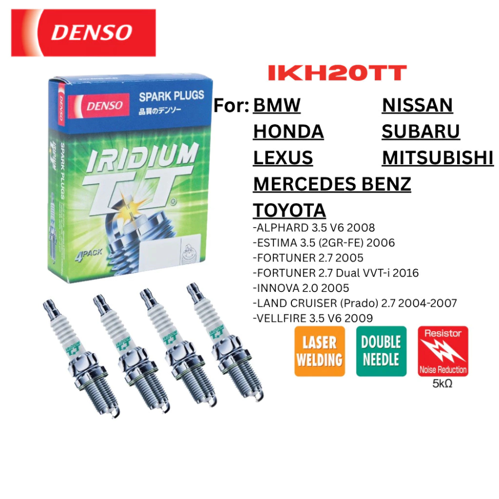 หัวเทียน DENSO Iridium TT IKH20TT สําหรับ Toyota, BMW, Lexus, Mitsubishi, Nissan & Subaru - 267600-1