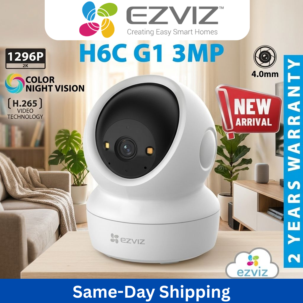 HIK EZVIZ H6C G1 2K 3MP Pan/Tilt Motion Detection Two-Way Talk Auto-Tracking Security WiFi กล้องวงจร