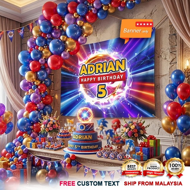 Banner Birthday - Rush / Spike / Engine Sonic / Shadow / Swift Paws / Flash / Run