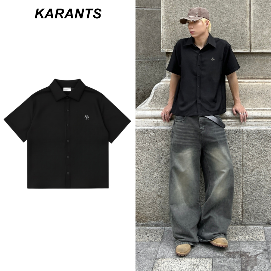 KEMEJA Karants เสื้อเชิ้ตผ้าฝ้ายทรงเย็นพร้อมอุปกรณ์เสริมบาร์โลหะสําหรับผู้ชาย - KR403