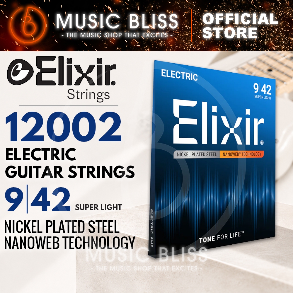 สาย Elixir สายกีตาร์ไฟฟ้า Nanoweb .009-.042 Super Light