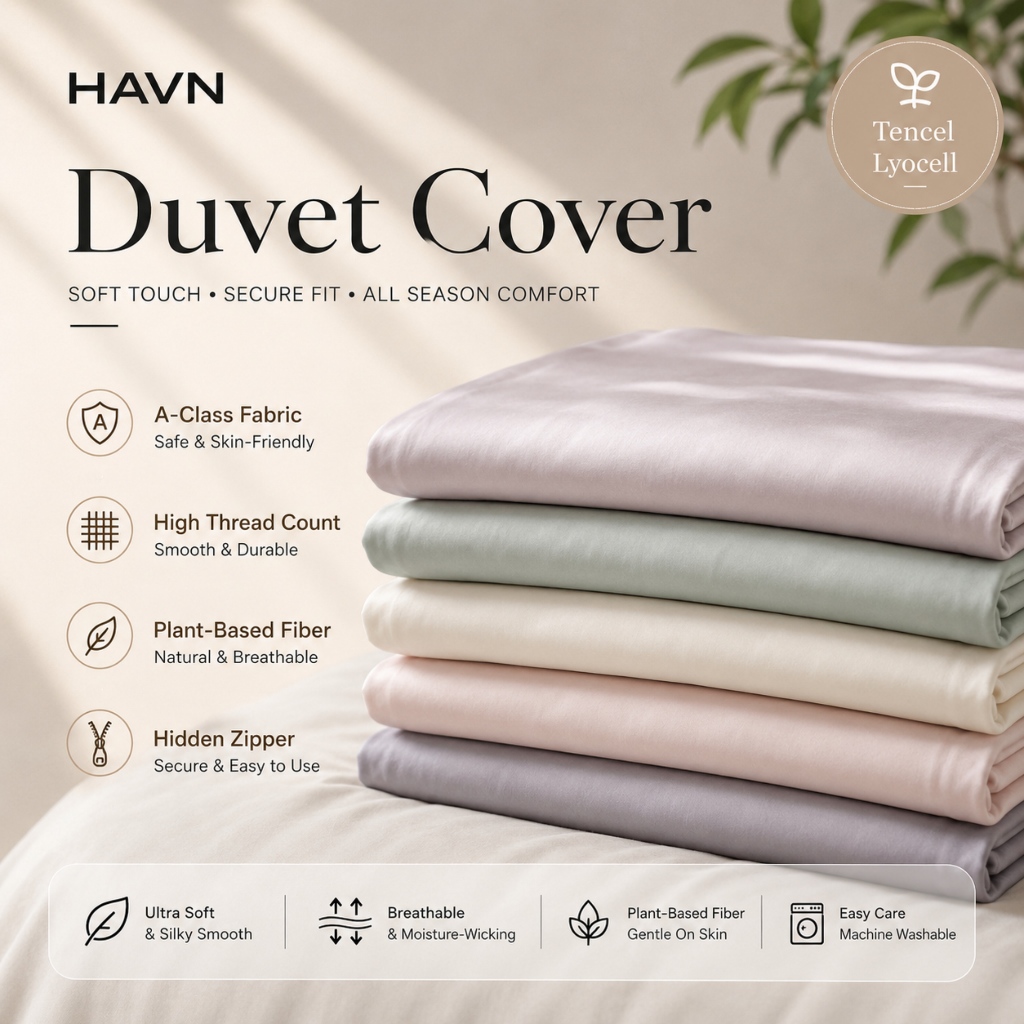 HAVN ปลอกผ้านวม Tencel / Cotton Sarung Selimut ปลอกผ้านวมผ้านวมคลุม (Queen,King) ชุดเครื่องนอน
