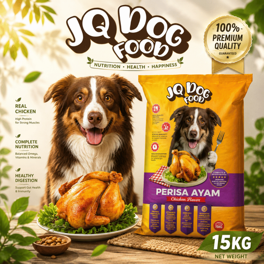 JQ อาหารสุนัข Makan Anjing 15 KG -Chicken Flavour อาหารแห้ง Kibbles Makan Anjing JQ 狗G