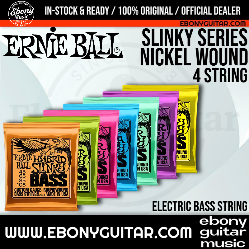 Ernie Ball 4-String Bass Strings - Regular Slinky 2832 (.050-.105) / Hybrid Slinky 233 (.045-.105) ช