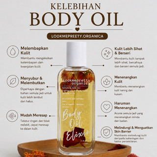 [LOOKMEPRETTY ORGANICA] BODY OIL WITH INFUSED PETAL FLOWERS FOR GLOW MOIST SKIN Body Care Grapeseed Oil Massage Oil