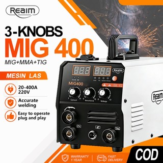REAIM MIG400 Welding Machine Set Portable Inverter IGBT Gasless Welder MIG/MMA/TIG