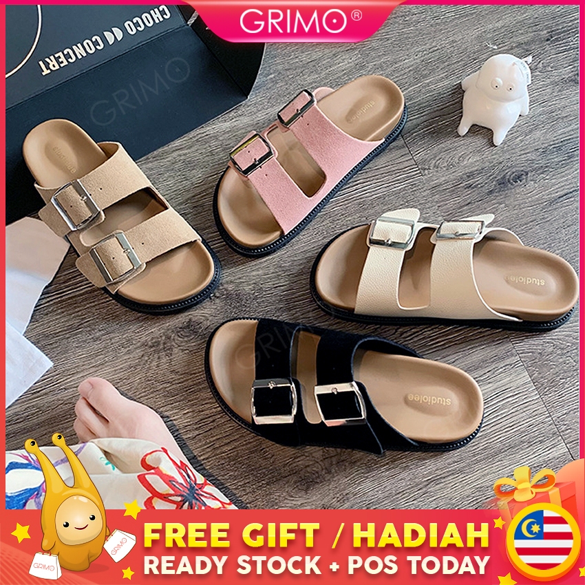 GRIMO Chliduo รองเท้าแตะผู้หญิงแบนรองเท้าแตะลําลองรองเท้าแตะผู้หญิง Kasut Ringkas Lawa Wanita ks2126