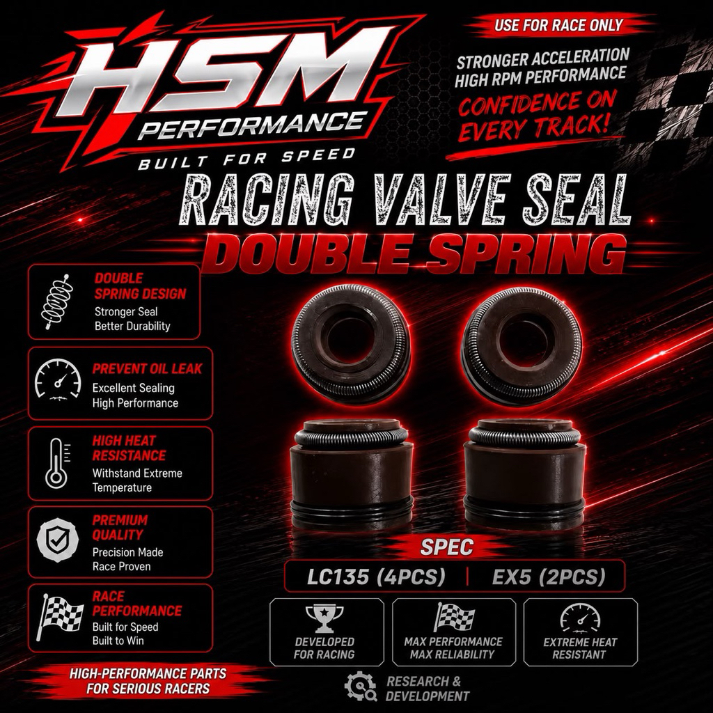HSM PERFORMANCE DOUBLE SPRING ซีลวาล์ว RACING LC135 LC 135 Y15ZR Y15 RS150 RSX / EX5 DREAM WAVE 125 